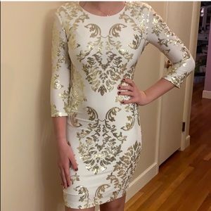 White and Gold Sequin Dress